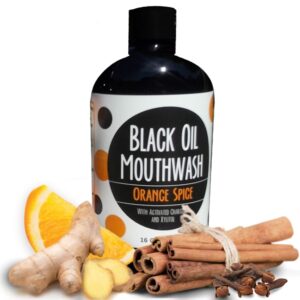 Black Oil Mouthwash 16 oz. Bottle, Sweet Orange Spice