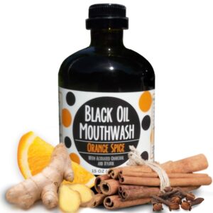 Black Oil Mouthwash 15 oz. Glass Bottle, Sweet Orange Spice