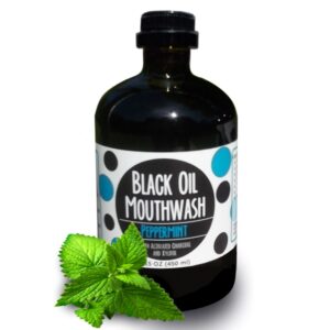Black Oil Mouthwash 15 oz. Glass Bottle, Sweet Peppermint